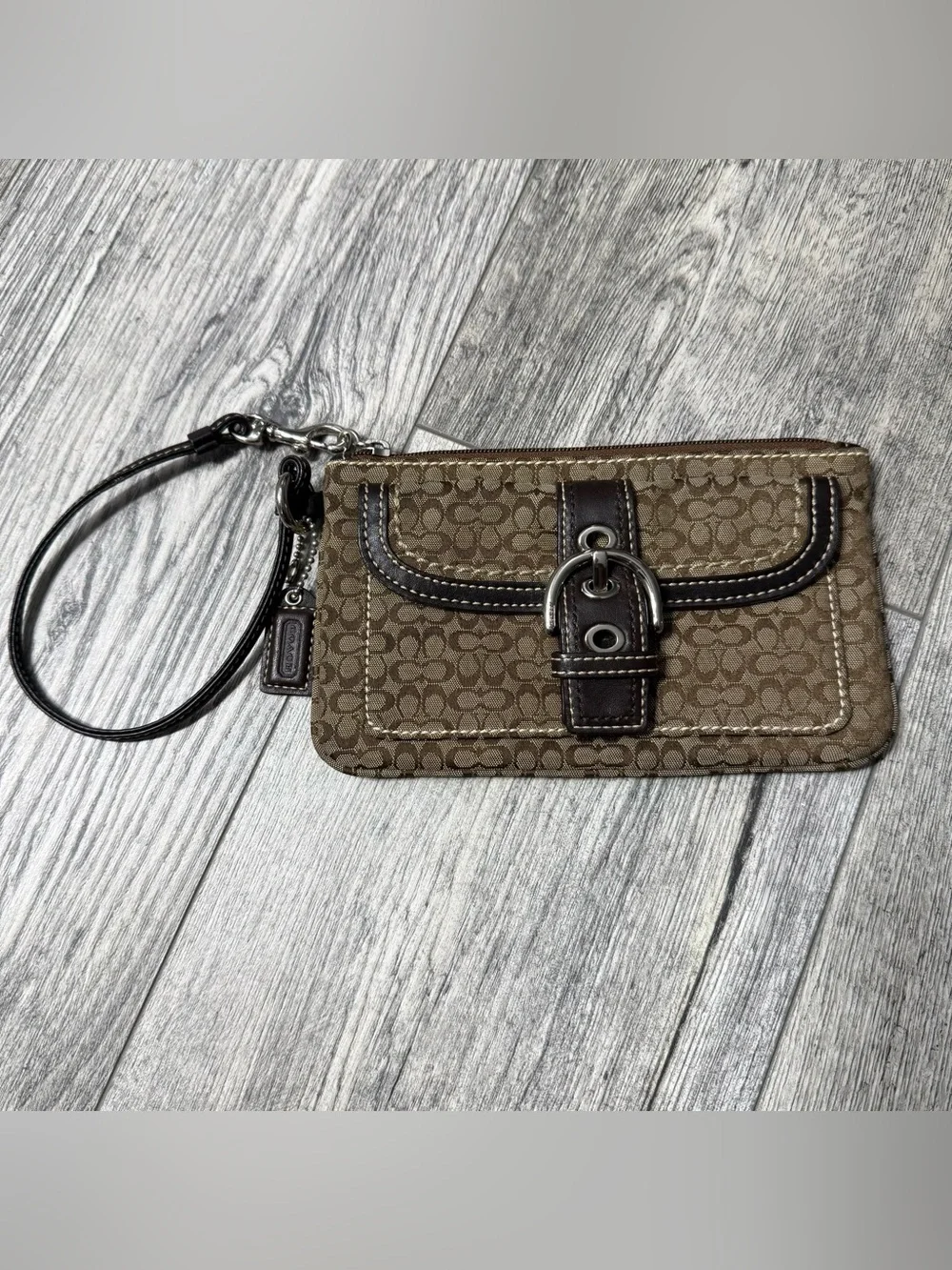 Coach Soho Signature Buckle Front Pocket Wristlet